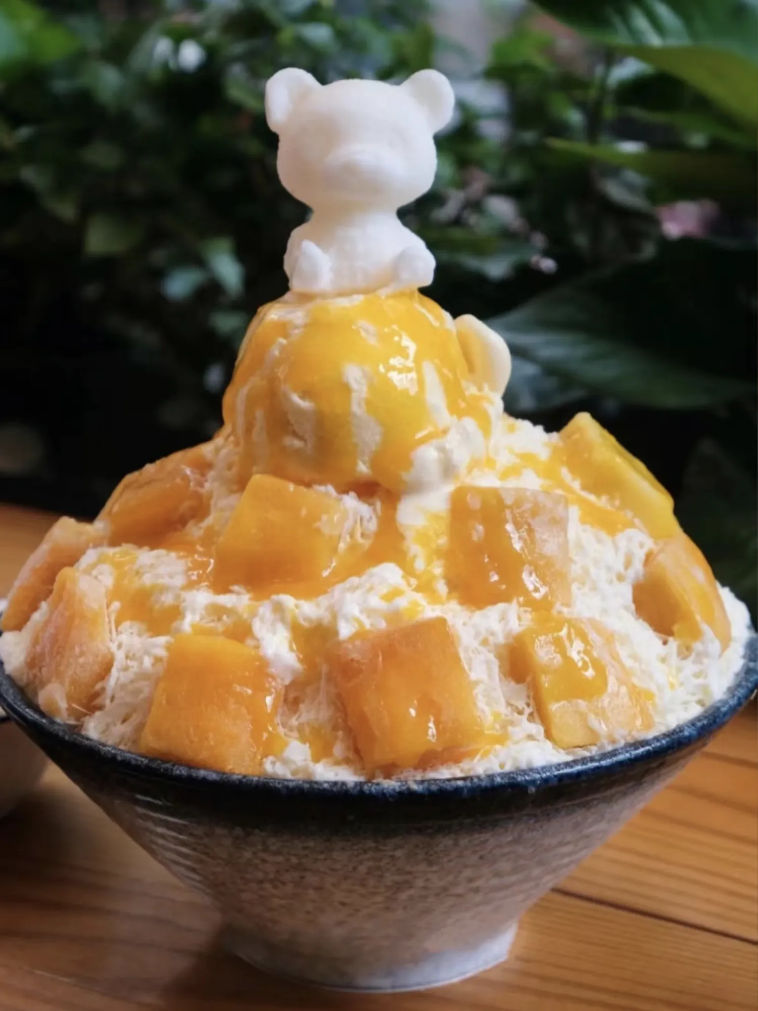Mango Shaved Ice with Coconut Cream and Bear-shaped Whipped Topping at Honey Lush Bubble Tea Shop, Bubble Tea Shop in Las Vegas