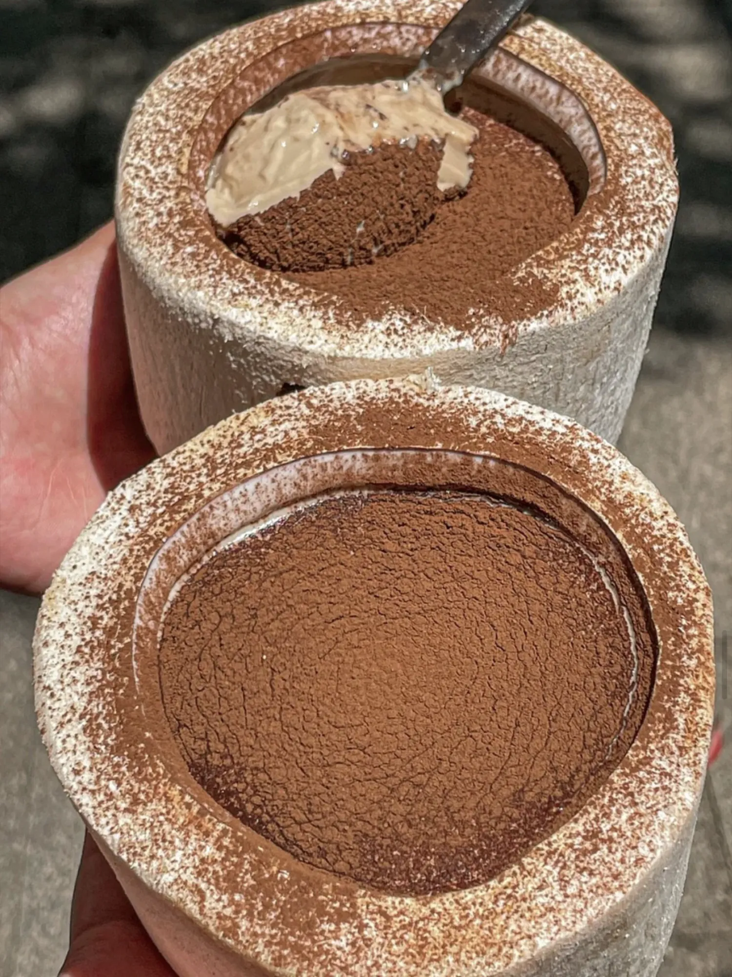 Tiramisu Served in Edible Coconut Shell Cups at Honey Lush, Bubble Tea Shop in Las Vegas