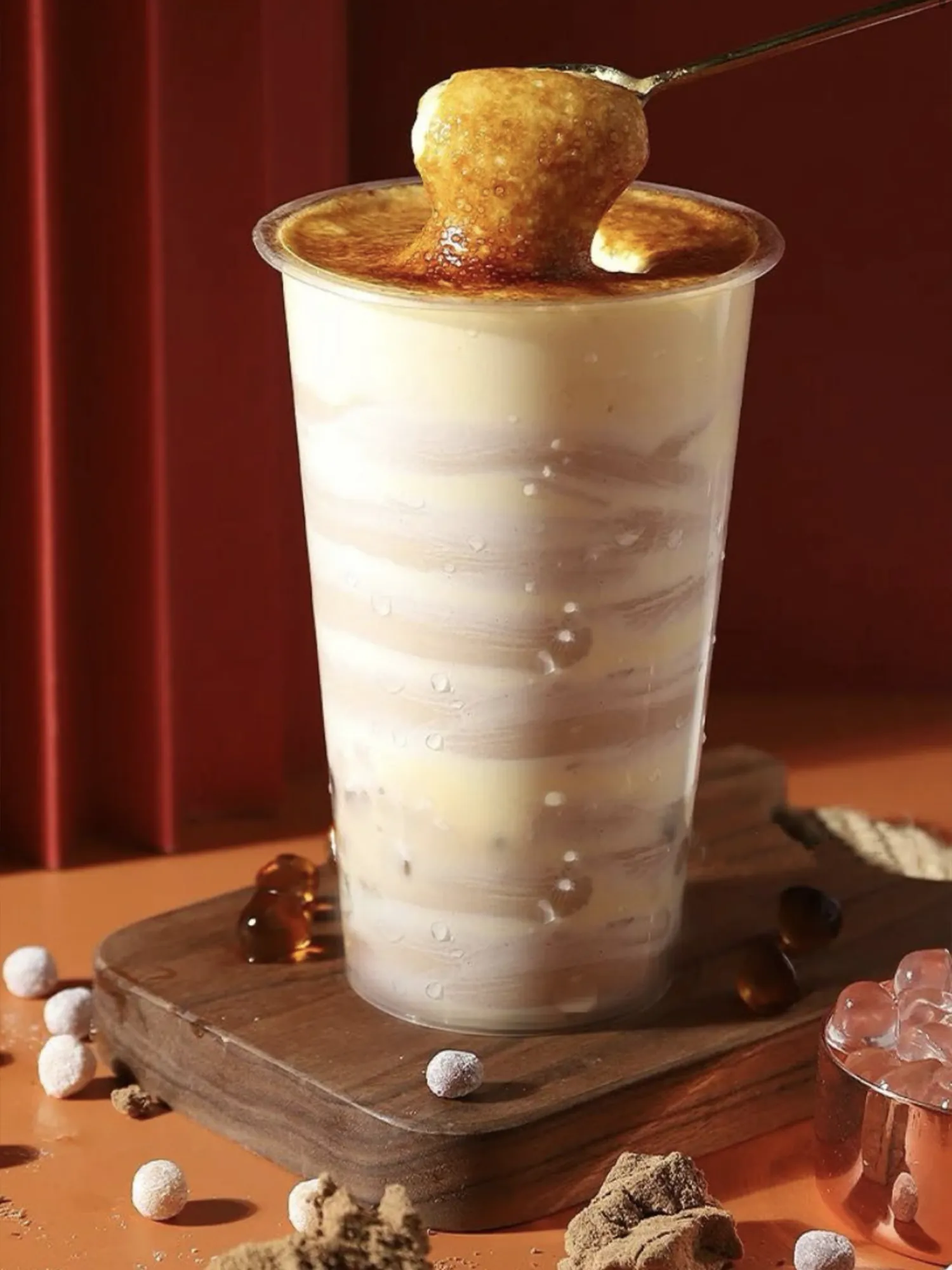 Brown Sugar Boba Milk Tea with Toasted Marshmallow Topping at Honey Lush, Bubble Tea Shop in Las Vegas