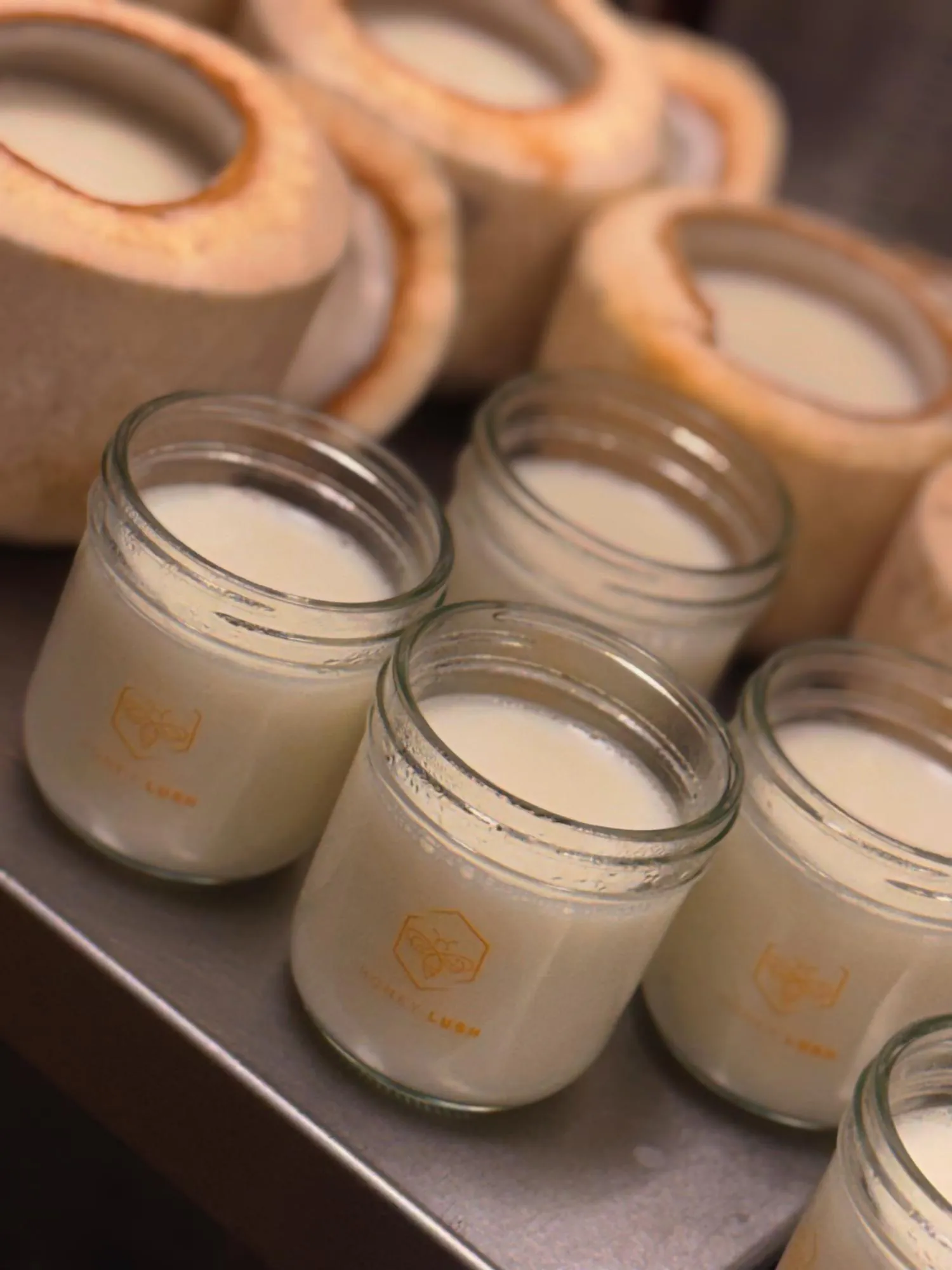 Coconut Pudding in Glass Jars at Honey Lush, Bubble Tea Shop in Las Vegas